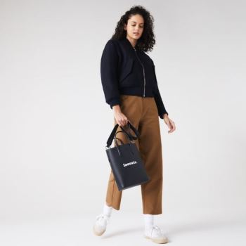 Lacoste Chantaco Branded Leather Vertical Tote - Totes Dámské Černé | CZ-vrFNa2